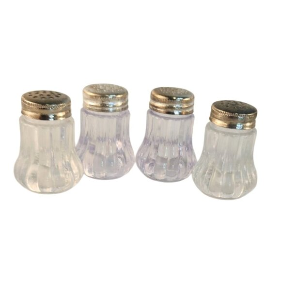 Vintage Miniature Acrylic Salt & Pepper Shakers With Screw-On Metal Lids Set Of - Picture 5 of 8